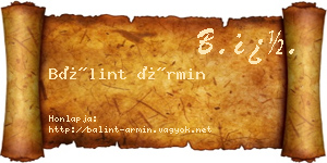 Bálint Ármin névjegykártya